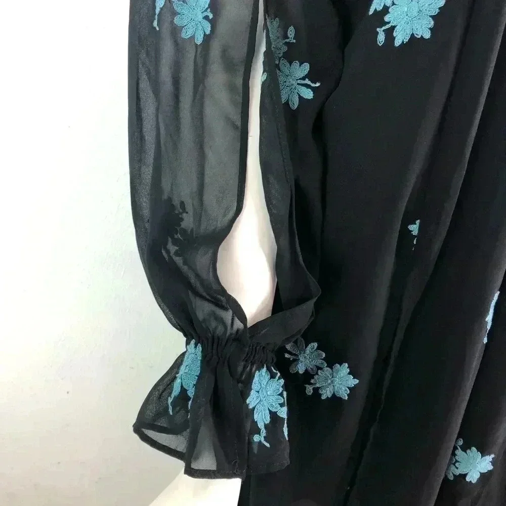 NEW TOPSHOP Idol Women's Size 6 Embellished Floral Long Midi Dress Chiffon - Picture 4 of 10